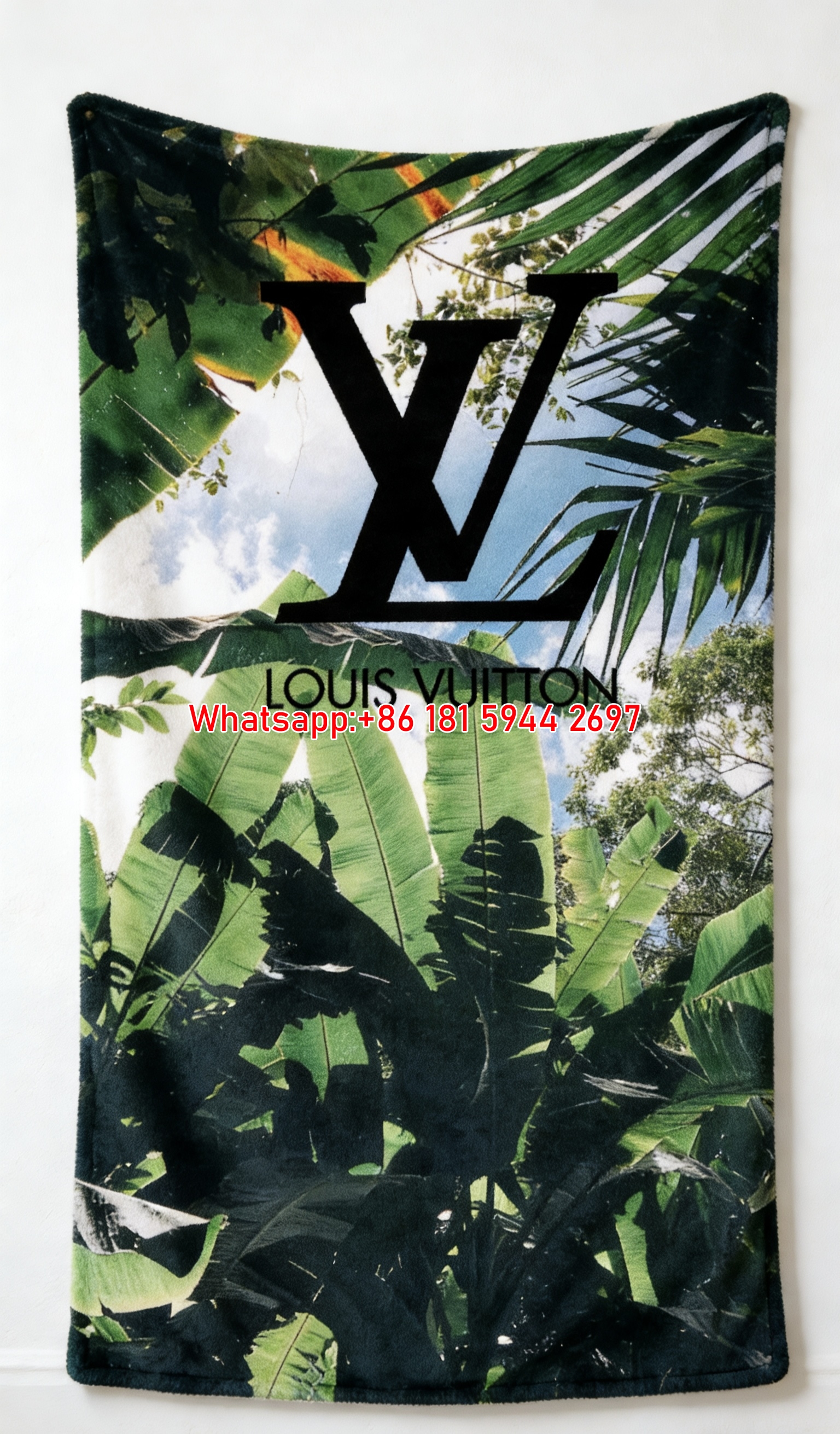 LV Tropical Jungle Blanket LV Palm Leaf Nature Throw IMG_3270
